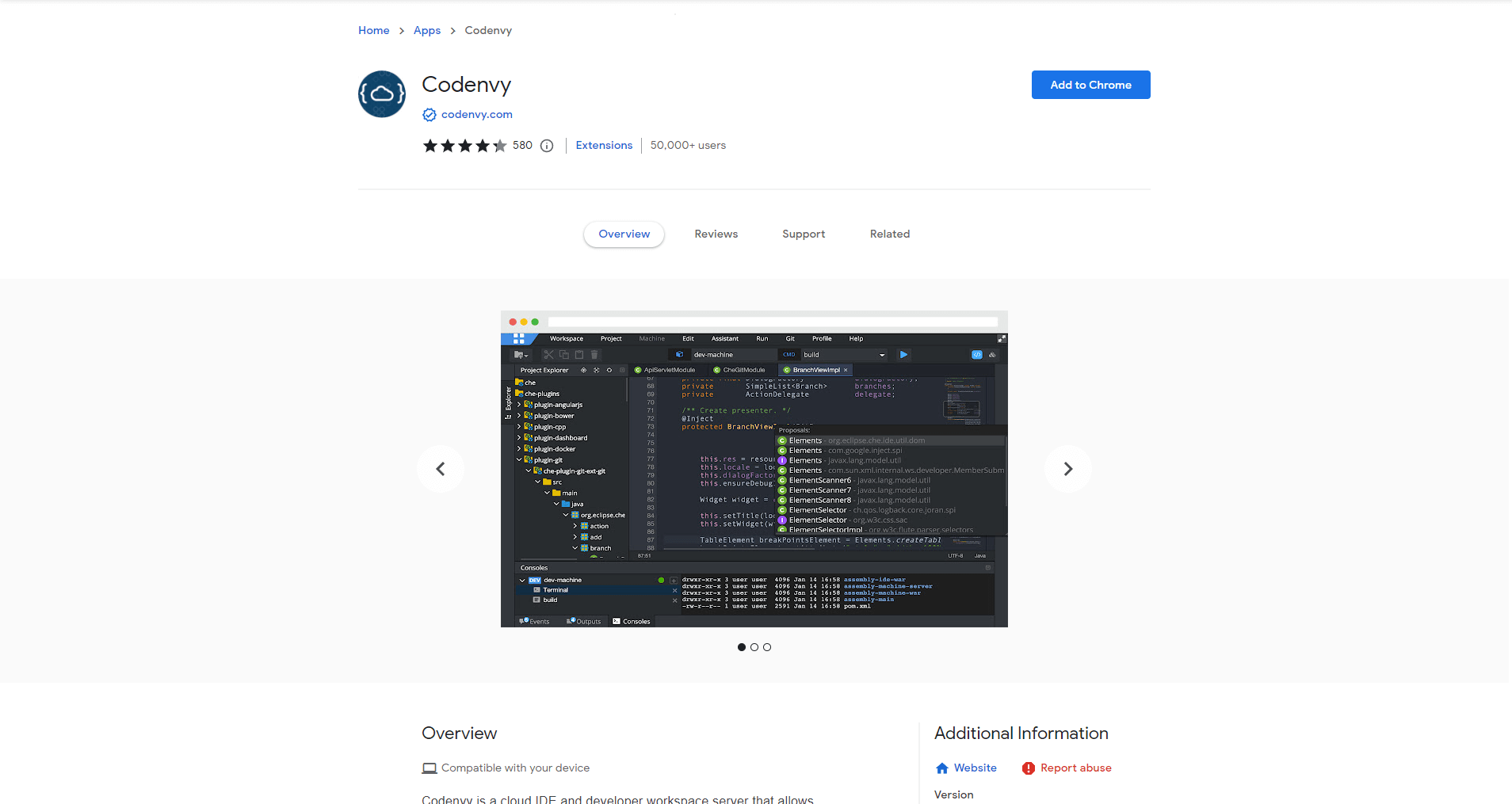 Codenvy chrome extension.