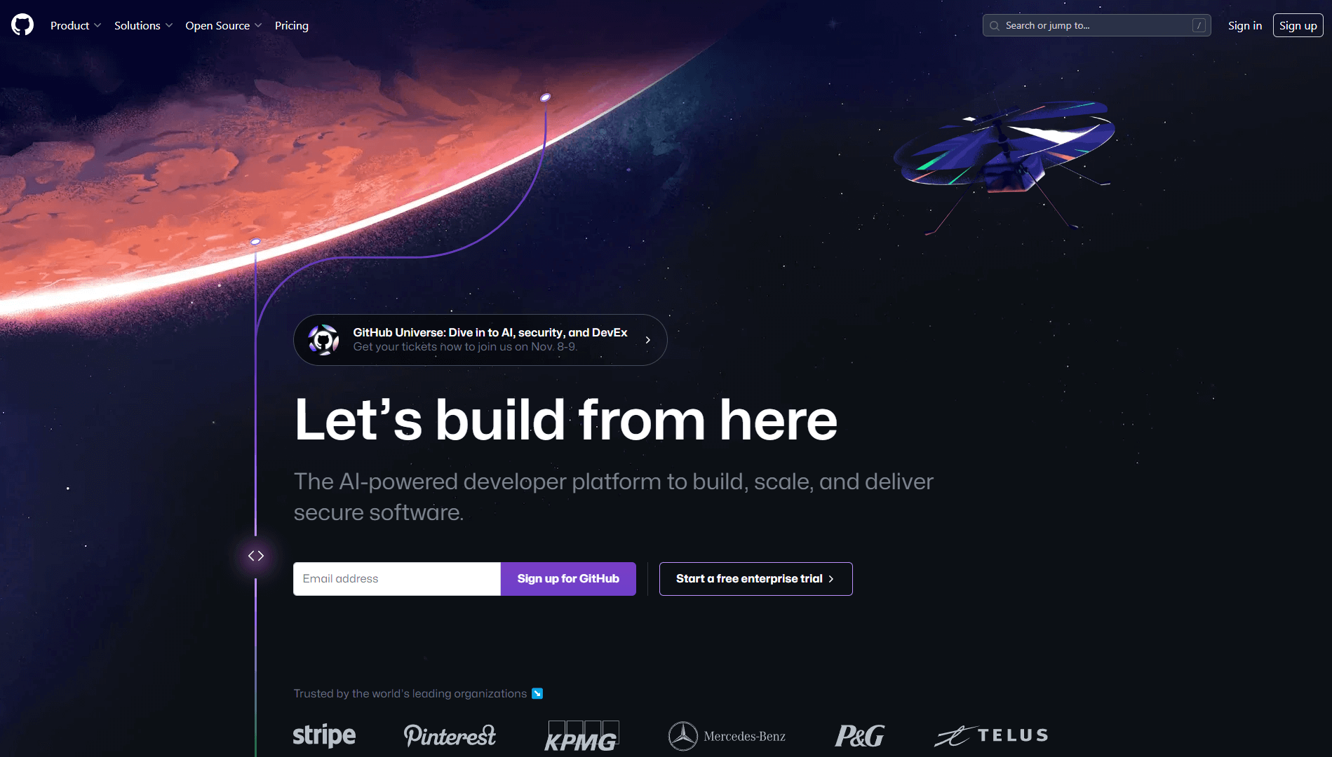 GitHub website homepage image.